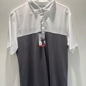 Matte Grey Golf Polo Shirt | Size L | White & Grey Performance Fit - PRICE DROP!